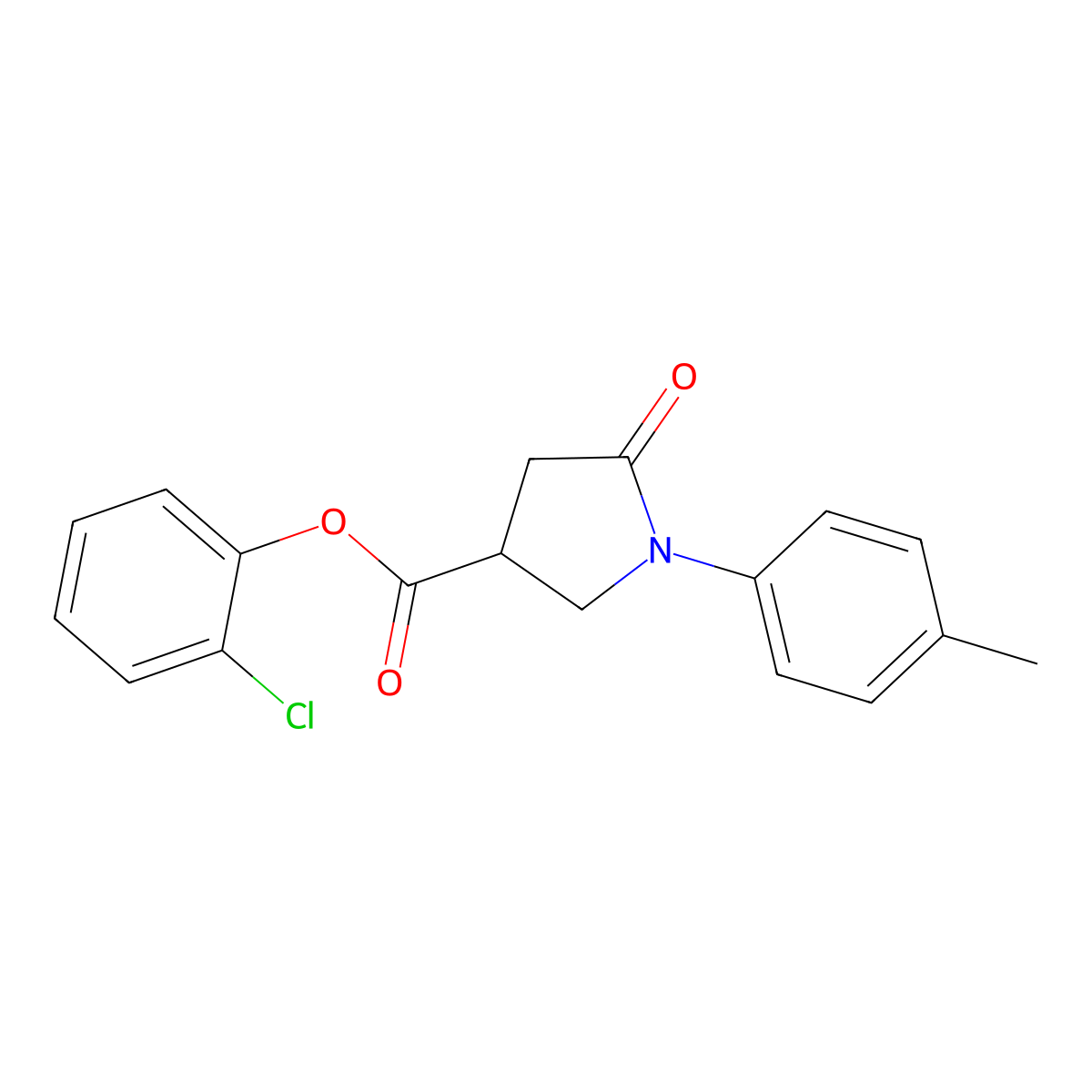 2-Chlorophenyl 1-(4-methylphenyl)-5-oxopyrrolidine-3-carboxylate molecular structure, CAS 709010-66-2