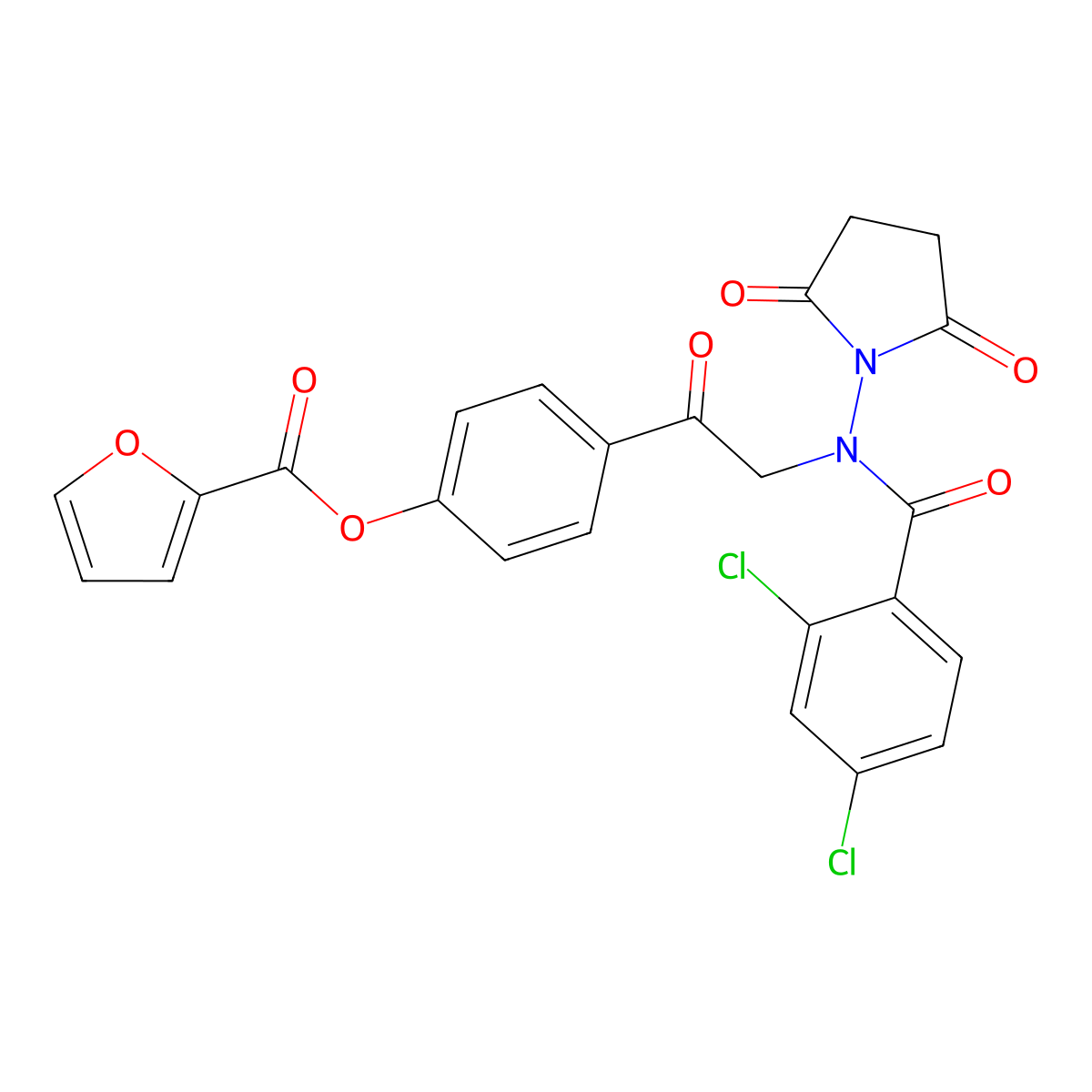 4-{N-[(2,4-dichlorophenyl)carbonyl]-N-(2,5-dioxopyrrolidin-1-yl)glycyl}phenyl furan-2-carboxylate molecular structure, CAS 709010-73-1