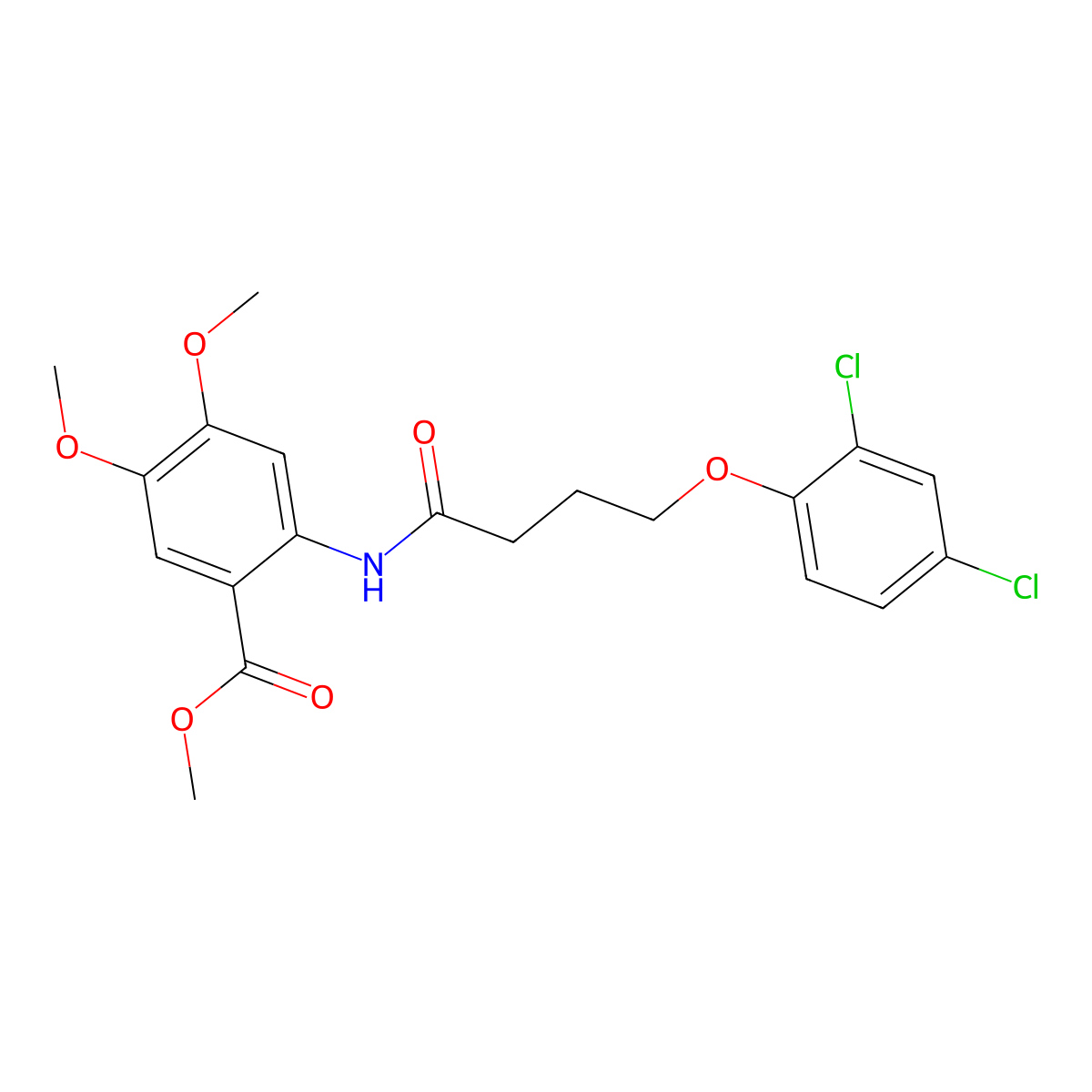 Methyl 2-{[4-(2,4-dichlorophenoxy)butanoyl]amino}-4,5-dimethoxybenzoate molecular structure, CAS 709010-79-7
