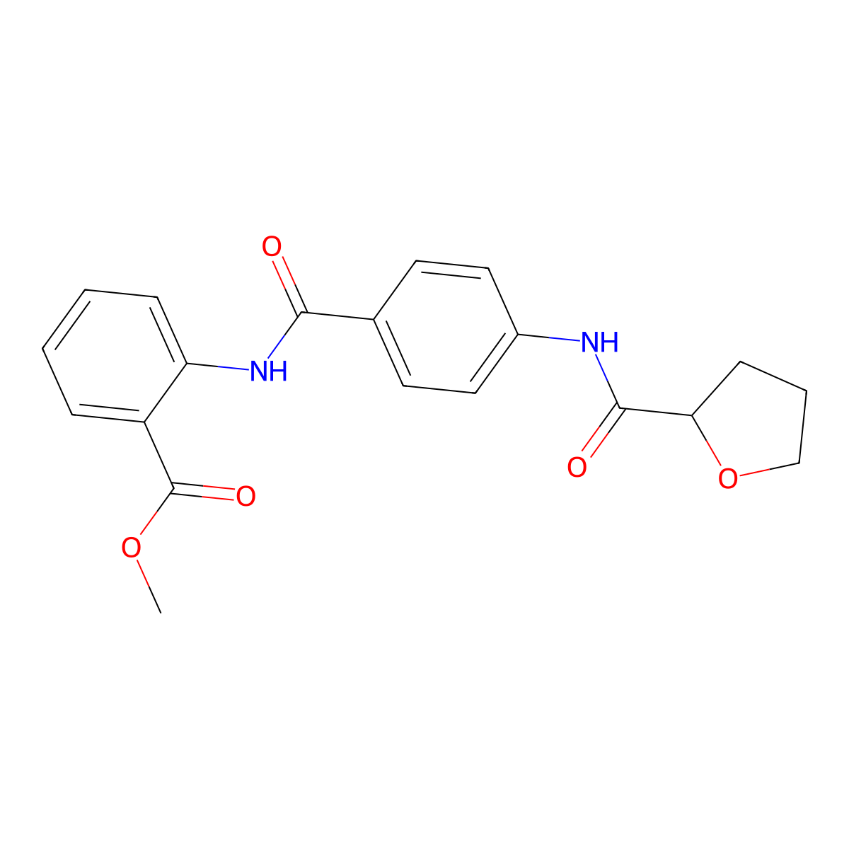 Methyl 2-[({4-[(tetrahydrofuran-2-ylcarbonyl)amino]phenyl}carbonyl)amino]benzoate molecular structure, CAS 709010-86-6