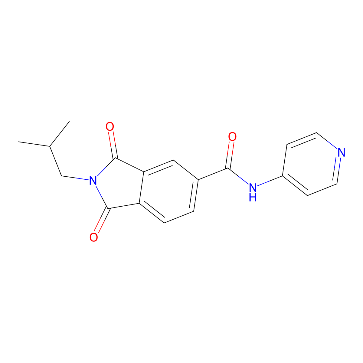 2-isobutyl-1,3-dioxo-N-4-pyridinyl-5-isoindolinecarboxamide molecular structure, CAS 709010-98-0