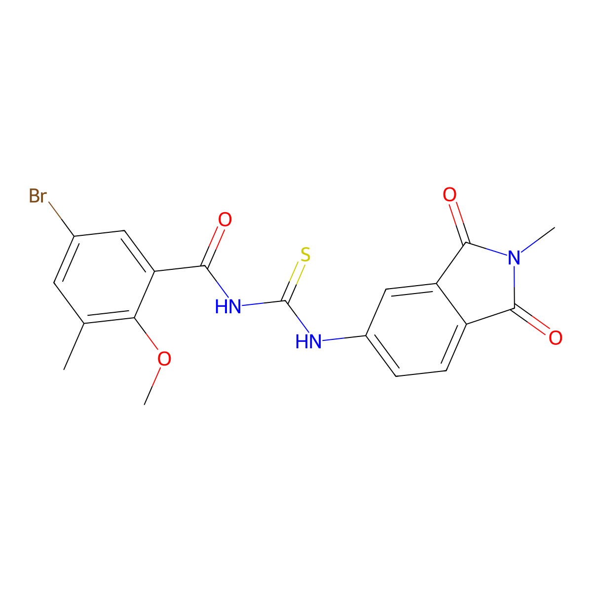 5-bromo-2-methoxy-3-methyl-N-[(2-methyl-1,3-dioxoisoindol-5-yl)carbamothioyl]benzamide molecular structure, CAS 709011-21-2