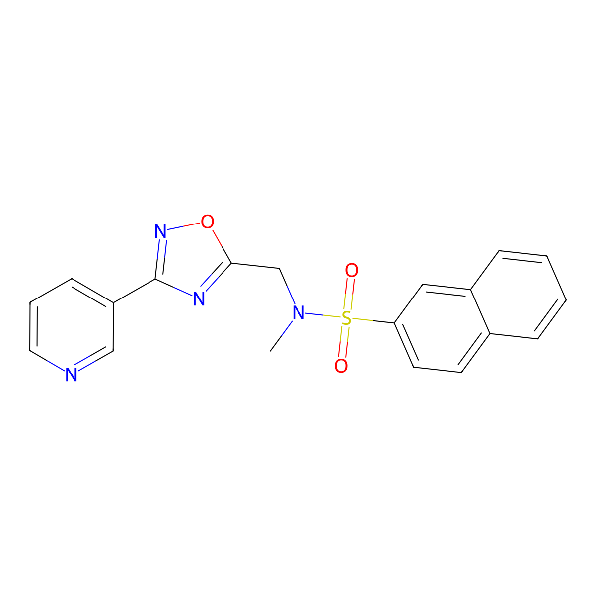N-methyl-N-[(3-pyridin-3-yl-1,2,4-oxadiazol-5-yl)methyl]naphthalene-2-sulfonamide molecular structure, CAS 709011-78-9