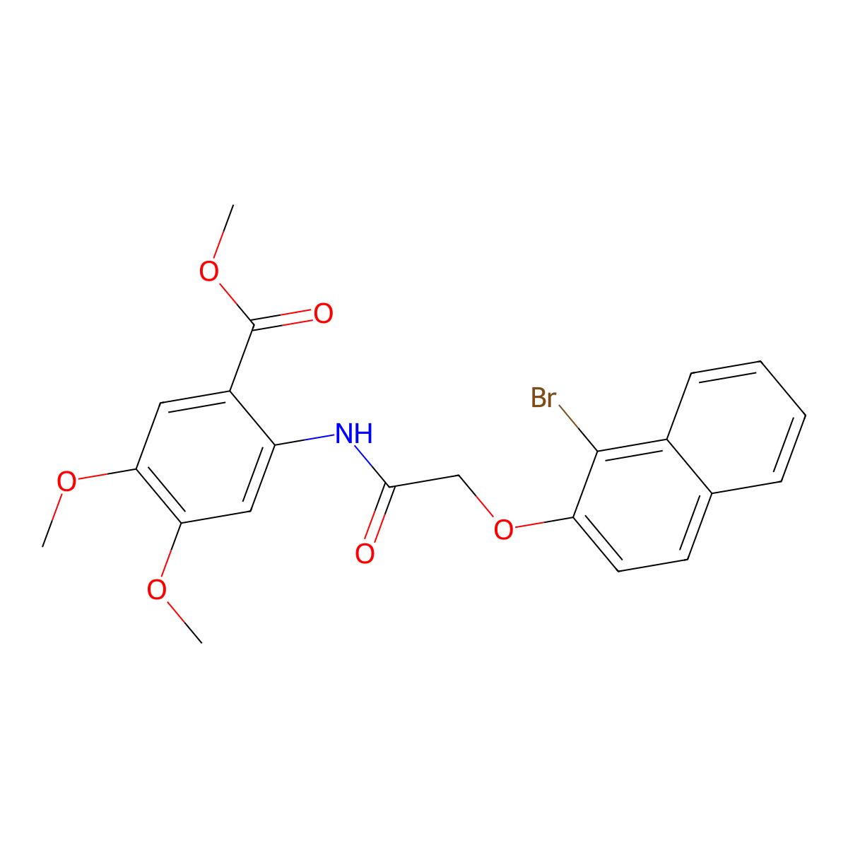 Methyl 2-({[(1-bromonaphthalen-2-yl)oxy]acetyl}amino)-4,5-dimethoxybenzoate molecular structure, CAS 709011-92-7