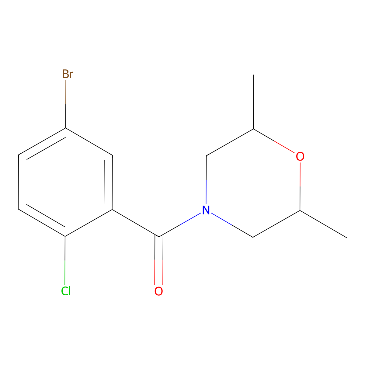 (5-Bromo-2-chlorophenyl)(2,6-dimethylmorpholin-4-yl)methanone molecular structure, CAS 709012-02-2