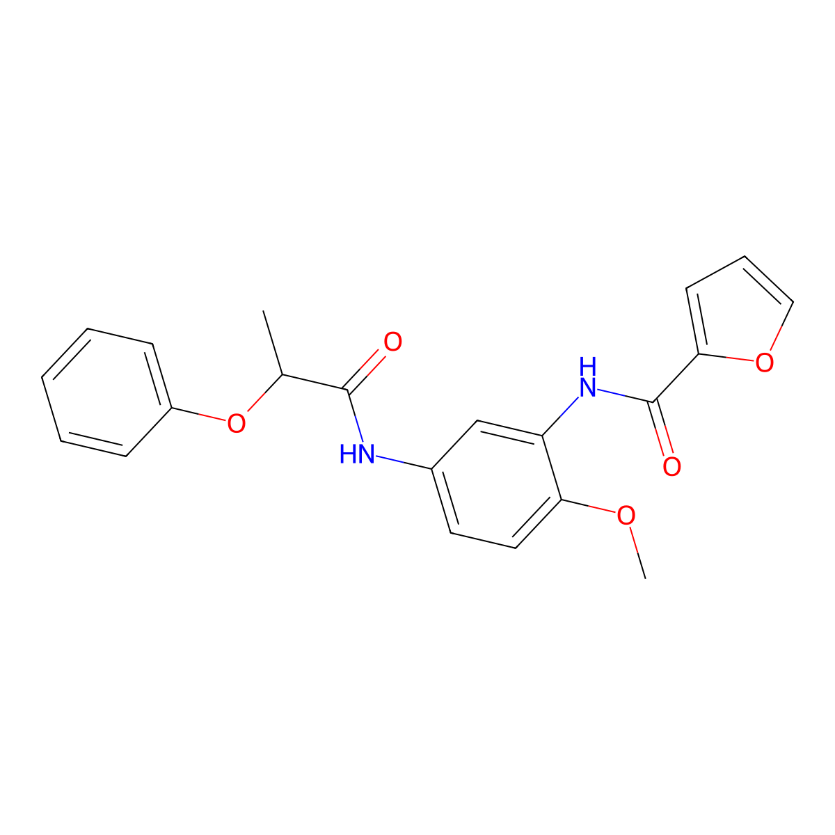 N-[2-methoxy-5-(2-phenoxypropanoylamino)phenyl]furan-2-carboxamide molecular structure, CAS 709012-71-5