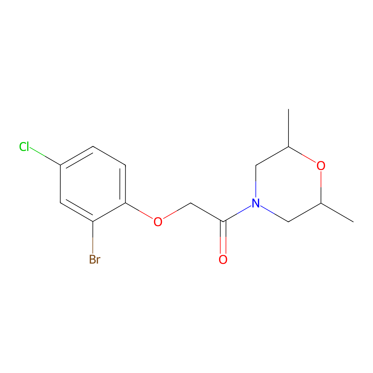 2-(2-Bromo-4-chlorophenoxy)-1-(2,6-dimethylmorpholin-4-yl)ethanone molecular structure, CAS 709012-83-9