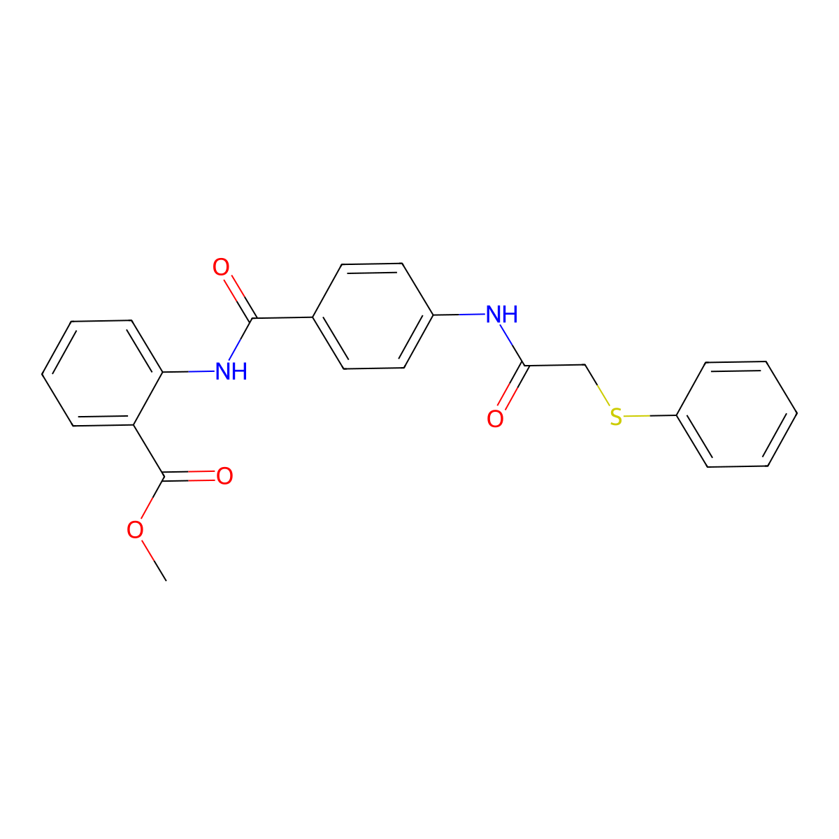 Methyl 2-{[(4-{[(phenylsulfanyl)acetyl]amino}phenyl)carbonyl]amino}benzoate molecular structure, CAS 709012-91-9