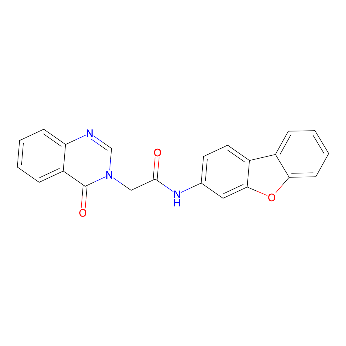 N-dibenzofuran-3-yl-2-(4-oxoquinazolin-3-yl)acetamide molecular structure, CAS 709012-93-1