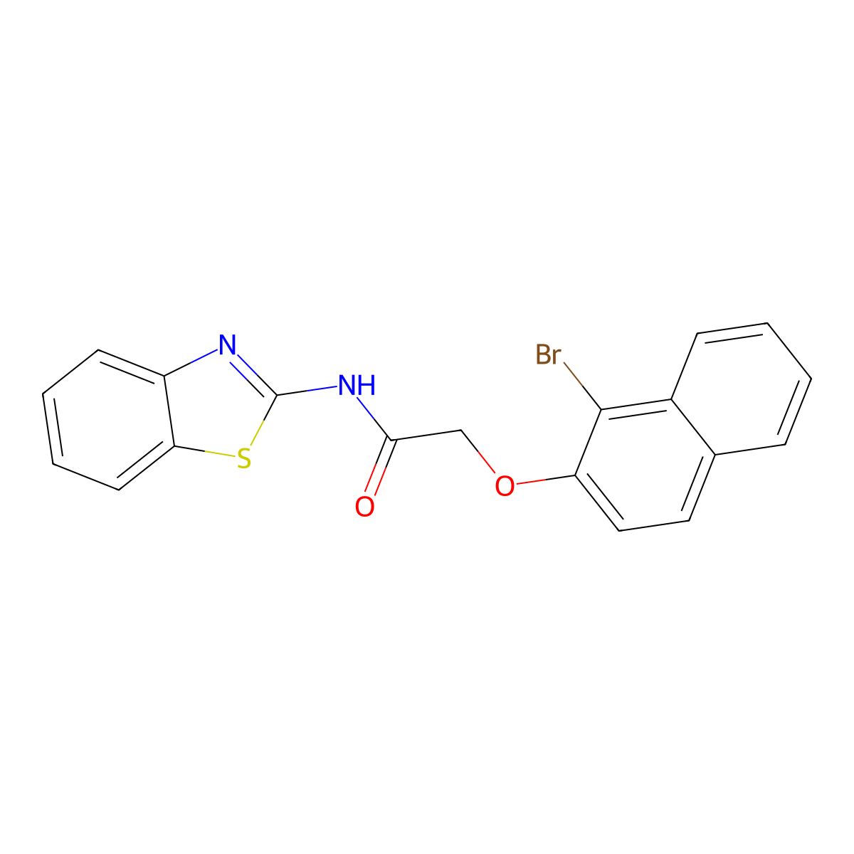 N-(1,3-benzothiazol-2-yl)-2-(1-bromonaphthalen-2-yl)oxyacetamide molecular structure, CAS 709012-95-3