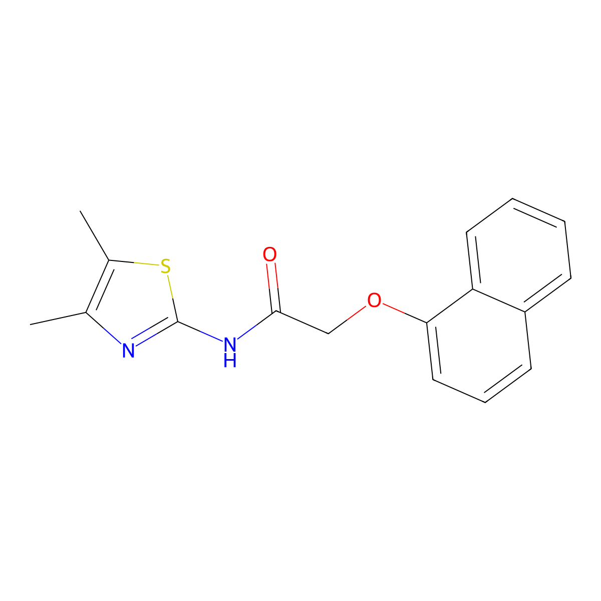 N-(4,5-dimethyl-1,3-thiazol-2-yl)-2-naphthalen-1-yloxyacetamide molecular structure, CAS 709012-99-7