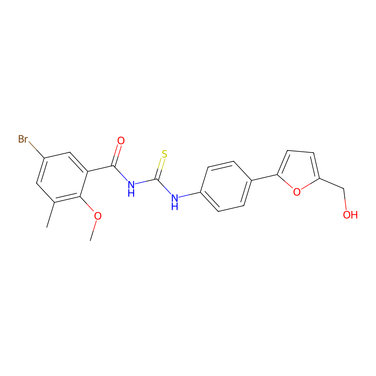5-bromo-N-[[4-[5-(hydroxymethyl)furan-2-yl]phenyl]carbamothioyl]-2-methoxy-3-methylbenzamide molecular structure, CAS 709013-26-3