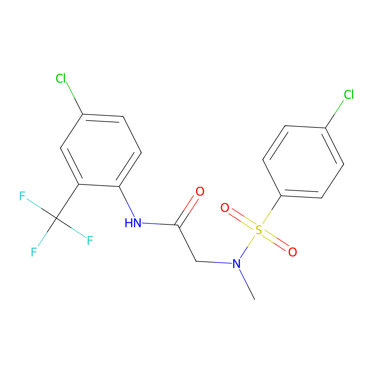 2-[(4-chlorophenyl)sulfonyl-methylamino]-N-[4-chloro-2-(trifluoromethyl)phenyl]acetamide molecular structure, CAS 709013-60-5