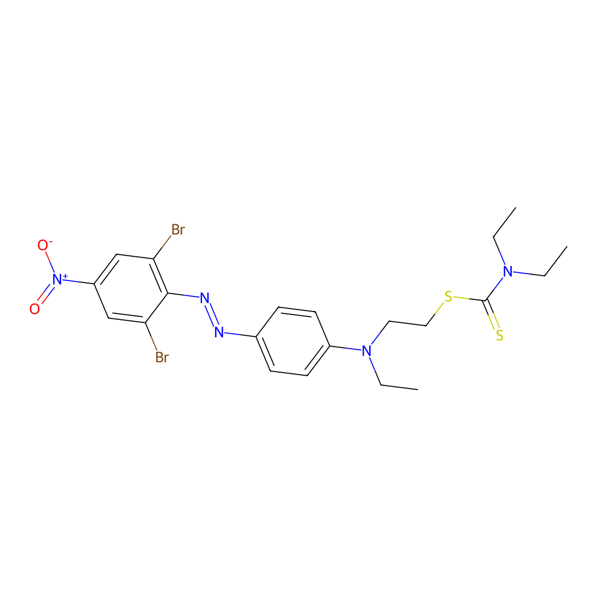 2-[{4-[(2,6-Dibromo-4-nitrophenyl)diazenyl]phenyl}(ethyl)amino]ethyl diethylcarbamodithioate molecular structure, CAS 709016-30-8