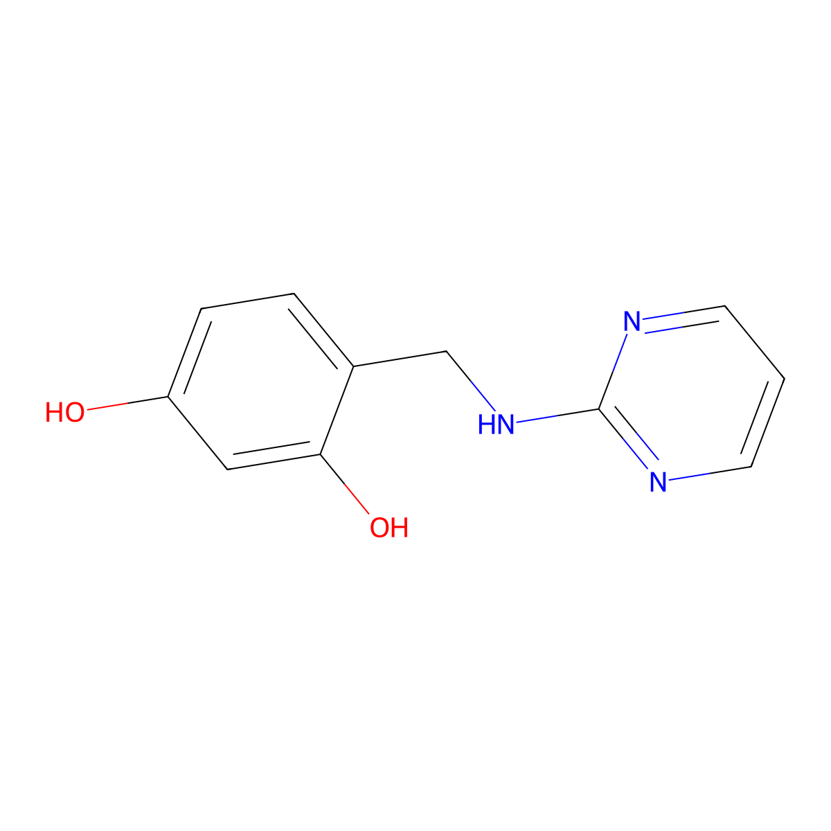 4-[(Pyrimidin-2-ylamino)methyl]benzene-1,3-diol molecular structure, CAS 709016-91-1