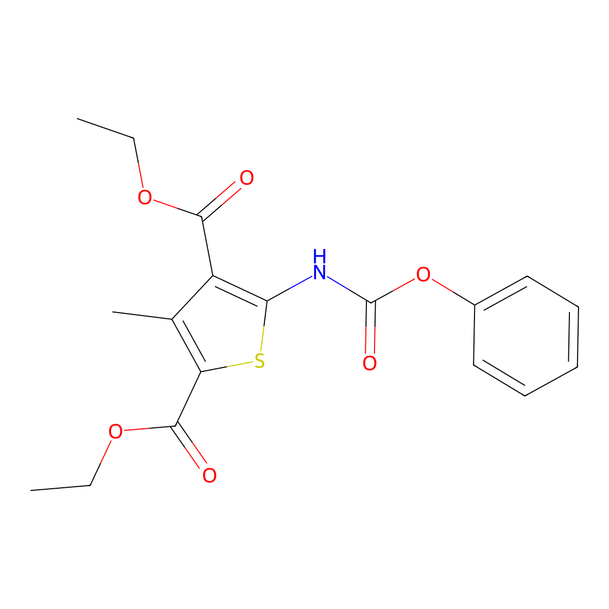 2,4-Diethyl 3-methyl-5-[(phenoxycarbonyl)amino]thiophene-2,4-dicarboxylate molecular structure, CAS 709021-08-9