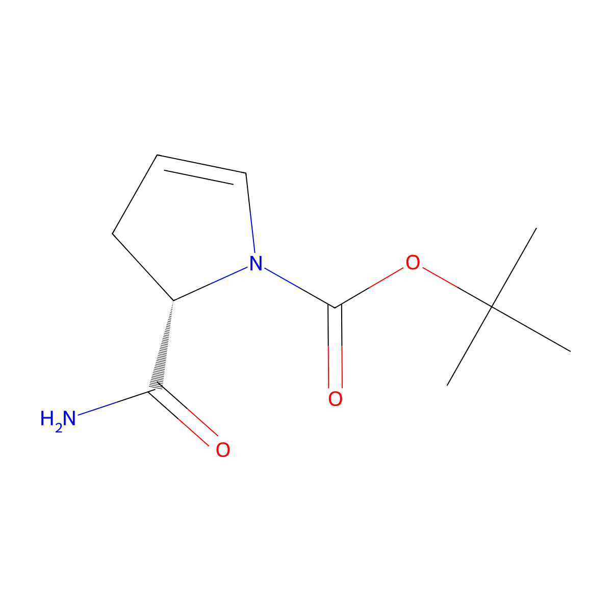 tert-butyl (2S)-2-carbamoyl-2,3-dihydropyrrole-1-carboxylate molecular structure, CAS 709031-38-9