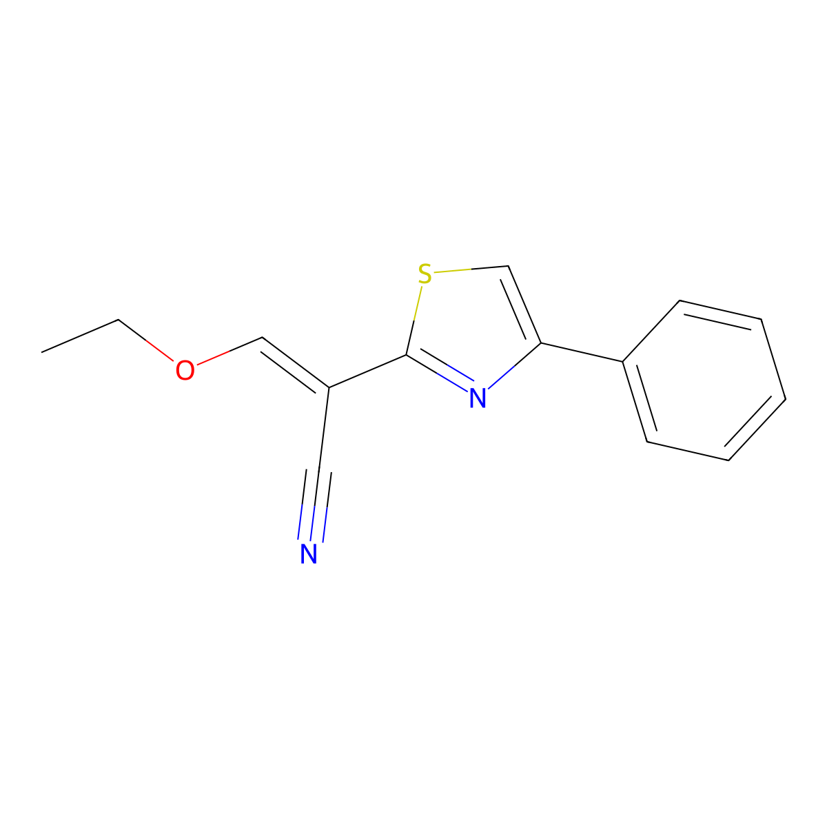 3-Ethoxy-2-(4-phenyl-1,3-thiazol-2-yl)prop-2-enenitrile molecular structure, CAS 709039-11-2