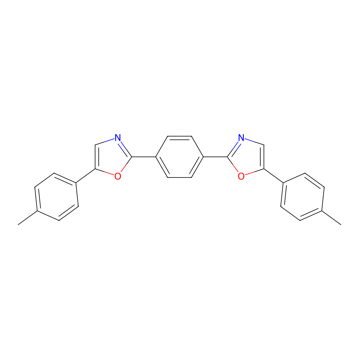 2,2'-(1,4-Phenylene)bis(5-(4-methylphenyl)oxazole) molecular structure, CAS 7091-75-0