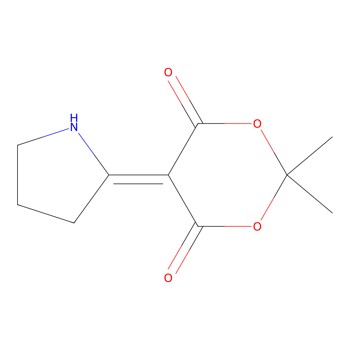 2,2-Dimethyl-5-(pyrrolidin-2-ylidene)-1,3-dioxane-4,6-dione molecular structure, CAS 70912-52-6