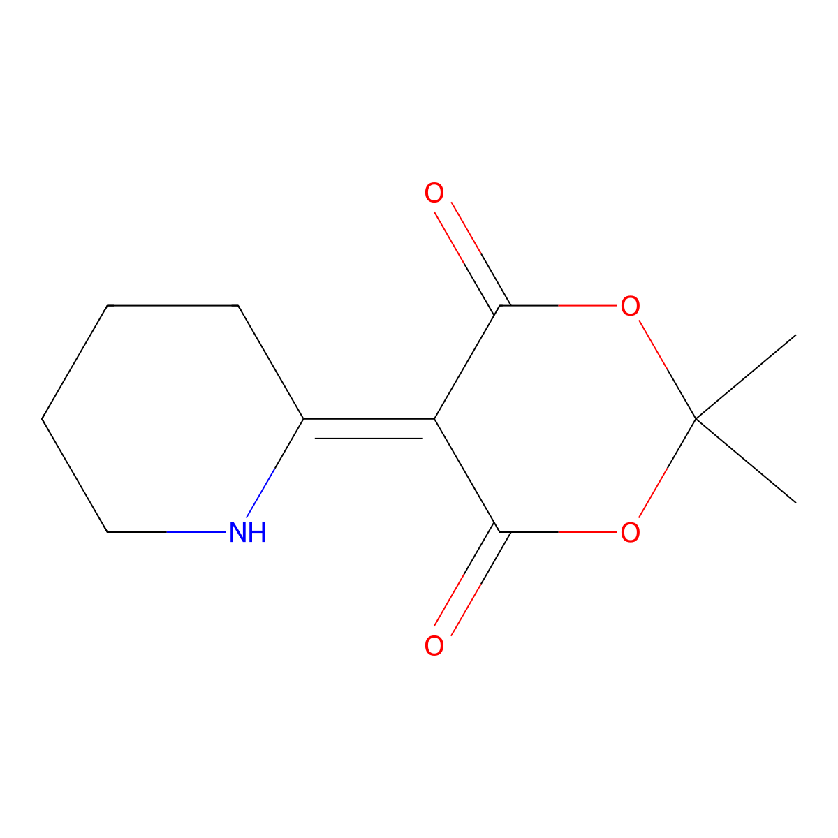 2,2-Dimethyl-5-(2-piperidinylidene)-1,3-dioxane-4,6-dione molecular structure, CAS 70912-53-7