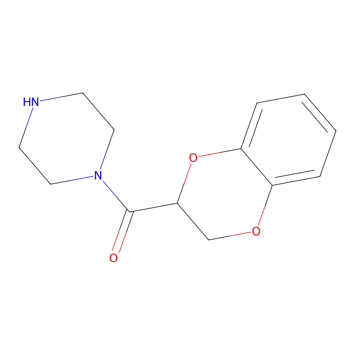 N-1,4-Benzodioxane-2-carbonyl piperazine molecular structure, CAS 70918-00-2