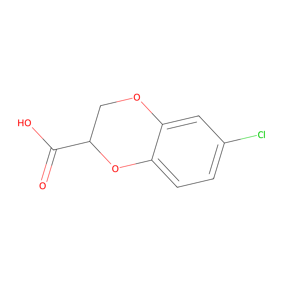 6-Chloro-2,3-dihydro-1,4-benzodioxine-2-carboxylic acid molecular structure, CAS 70918-58-0