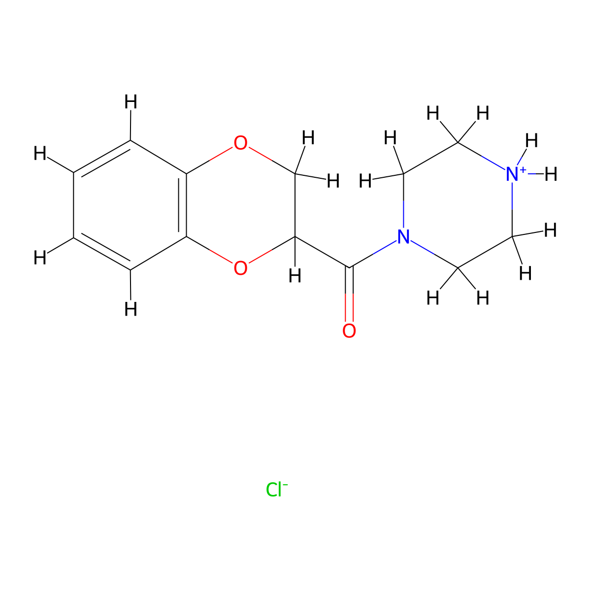 2,3-Dihydro-1,4-benzodioxin-3-yl(piperazin-4-ium-1-yl)methanone chloride molecular structure, CAS 70918-74-0