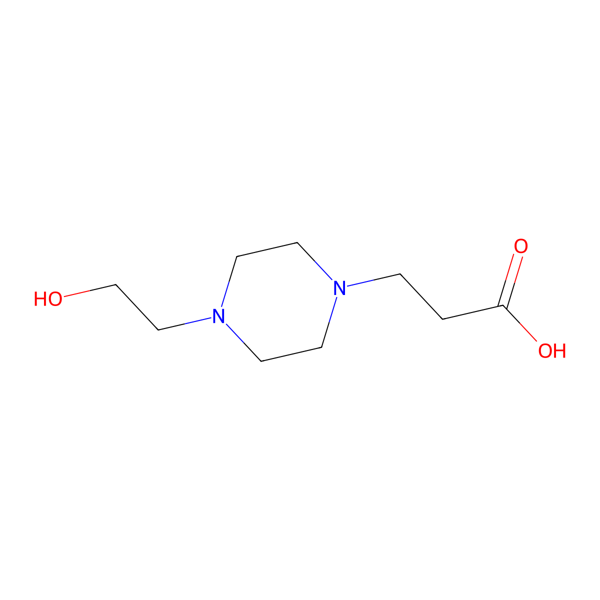 3-[4-(2-Hydroxyethyl)piperazin-1-yl]propanoic acid molecular structure, CAS 70920-53-5