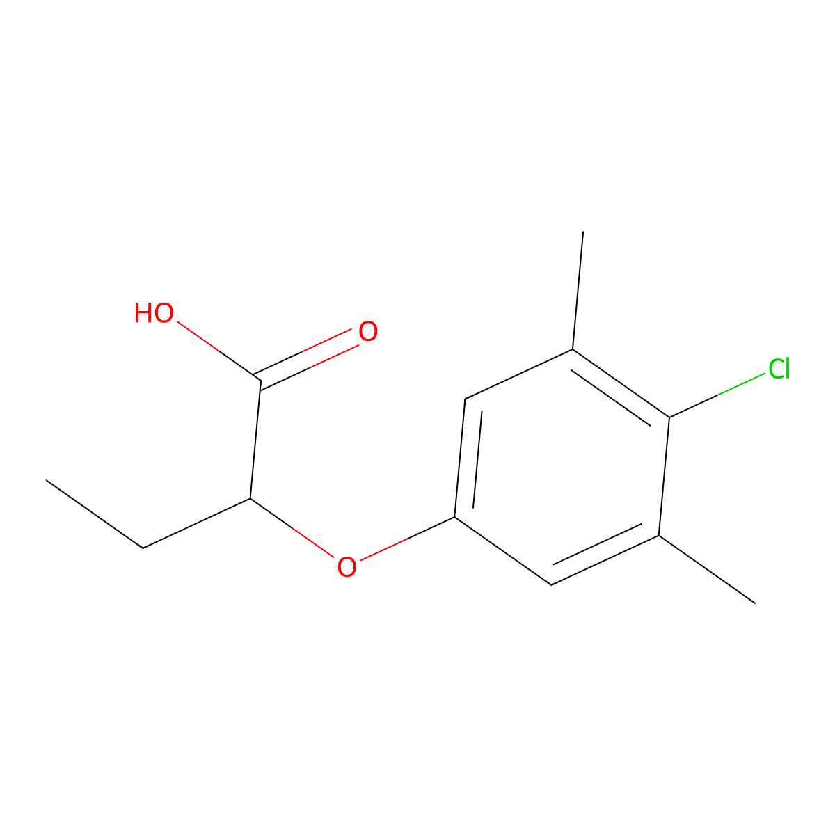 2-(4-Chloro-3,5-dimethylphenoxy)butanoic acid molecular structure, CAS 70921-52-7