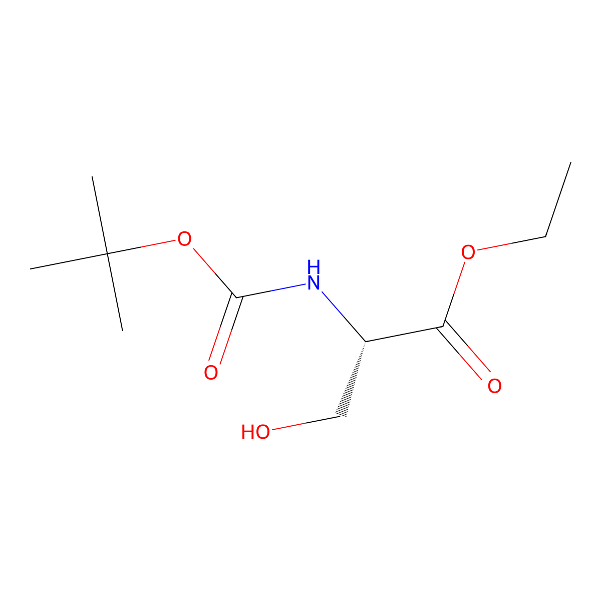 ethyl (2S)-2-{[(tert-butoxy)carbonyl]amino}-3-hydroxypropanoate molecular structure, CAS 70930-18-6