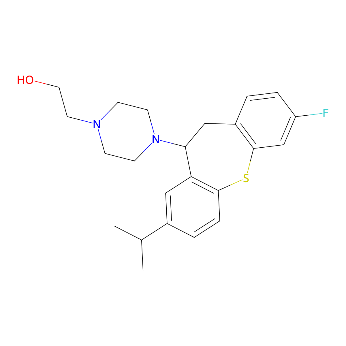 4-(3-Fluoro-10,11-dihydro-8-(1-methylethyl)dibenzo(b,f)thiepin-10-yl)-1-piperazineethanol molecular structure, CAS 70931-18-9