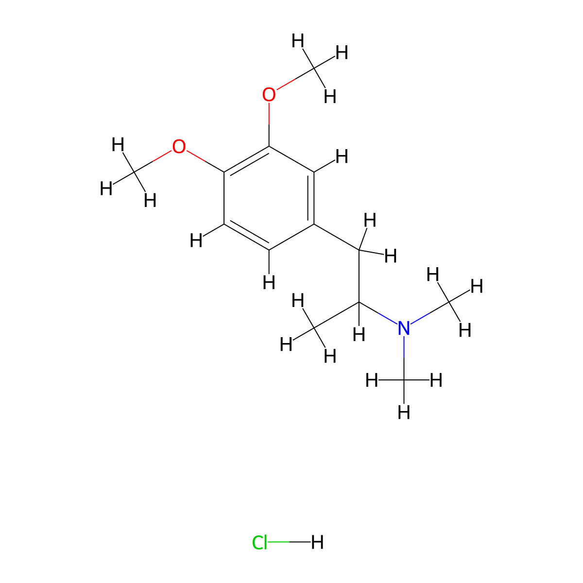3,4-dimethoxy-N,N,alpha-trimethyl-benzeneethanamine, monohydrochloride molecular structure, CAS 70932-19-3