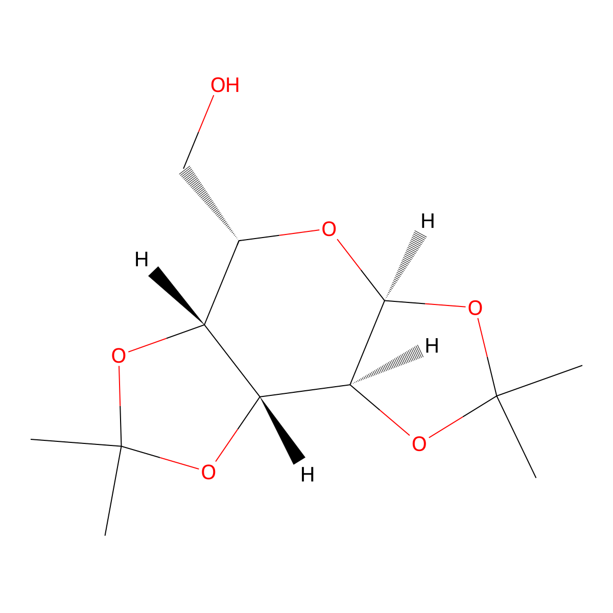 alpha-L-Galactopyranose, 1,2:3,4-bis-O-(1-methylethylidene)- molecular structure, CAS 70932-37-5