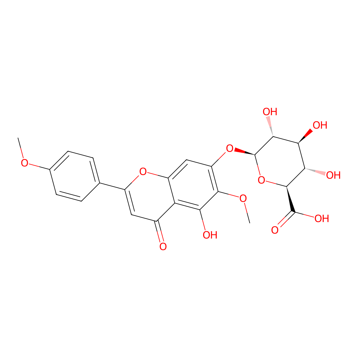 Pectolinarigenin 7-glucuronide molecular structure, CAS 70938-60-2