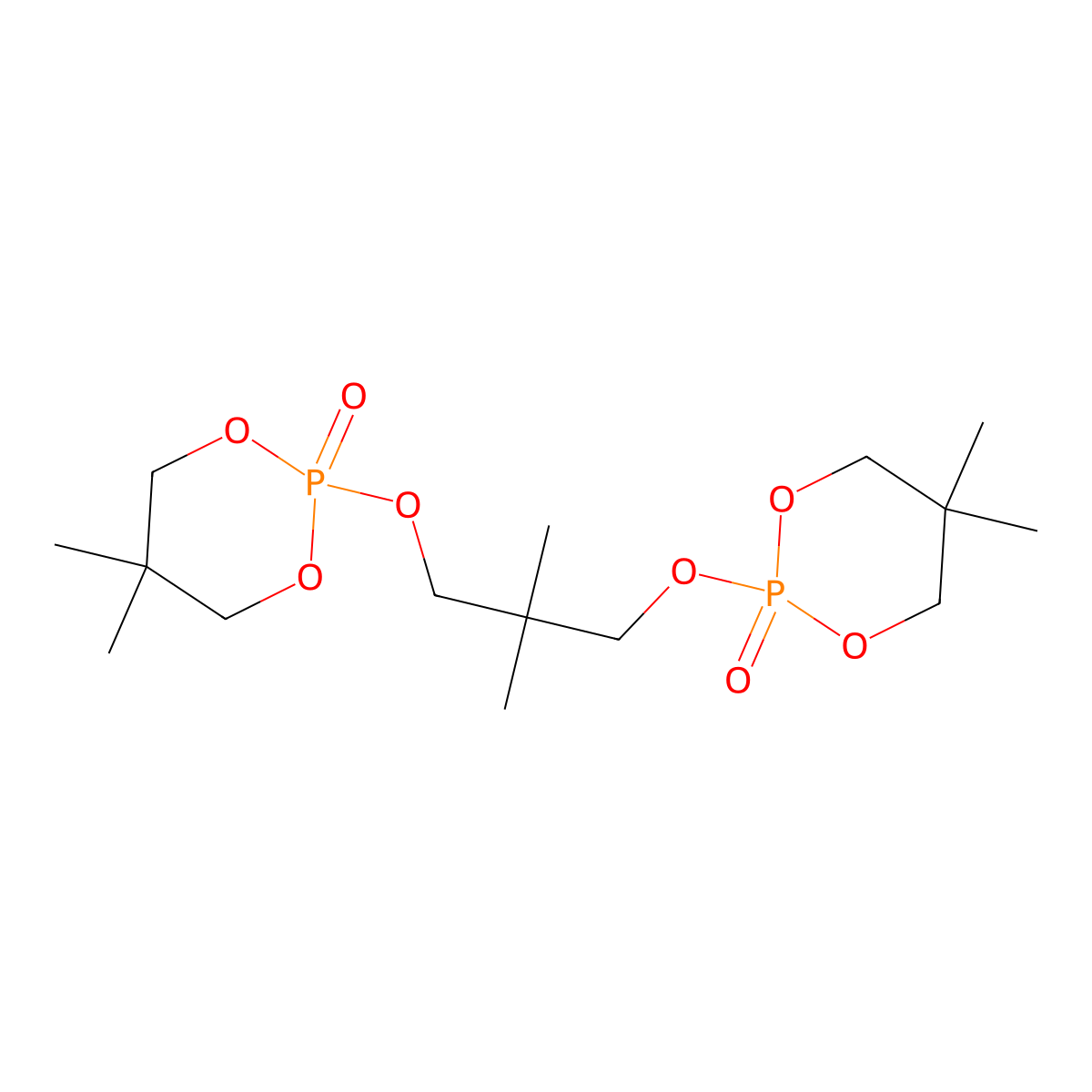 1,3,2-Dioxaphosphorinane, 2,2'-[(2,2-dimethyl-1,3-propanediyl)bis(oxy)]bis[5,5-dimethyl-, 2,2'-dioxide molecular structure, CAS 70942-40-4