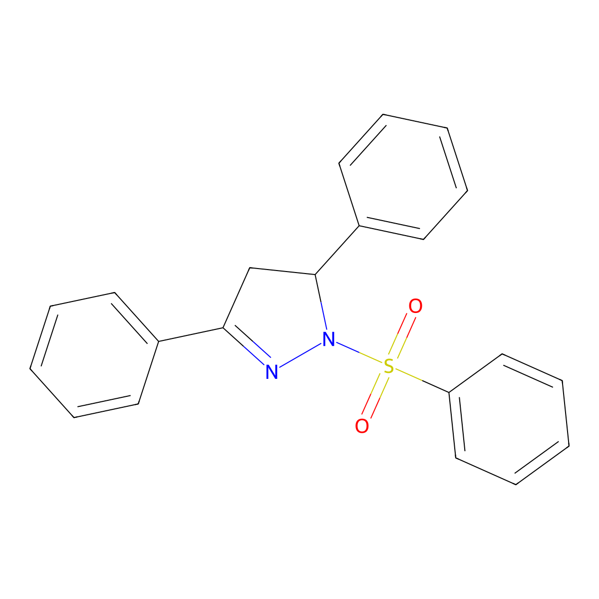 3,5-diphenyl-1-(phenylsulfonyl)-4,5-dihydro-1H-pyrazole molecular structure, CAS 70958-23-5