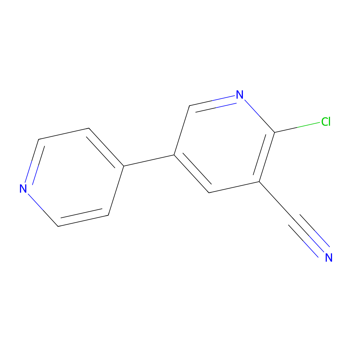 6-Chloro-[3,4'-bipyridine]-5-carbonitrile molecular structure, CAS 70959-58-9