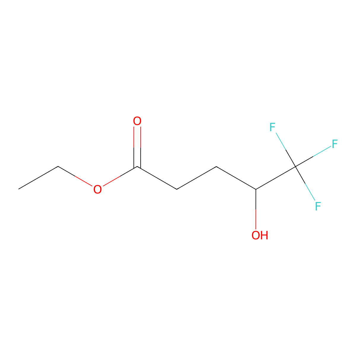 Ethyl 5,5,5-trifluoro-4-hydroxypentanoate molecular structure, CAS 70961-06-7