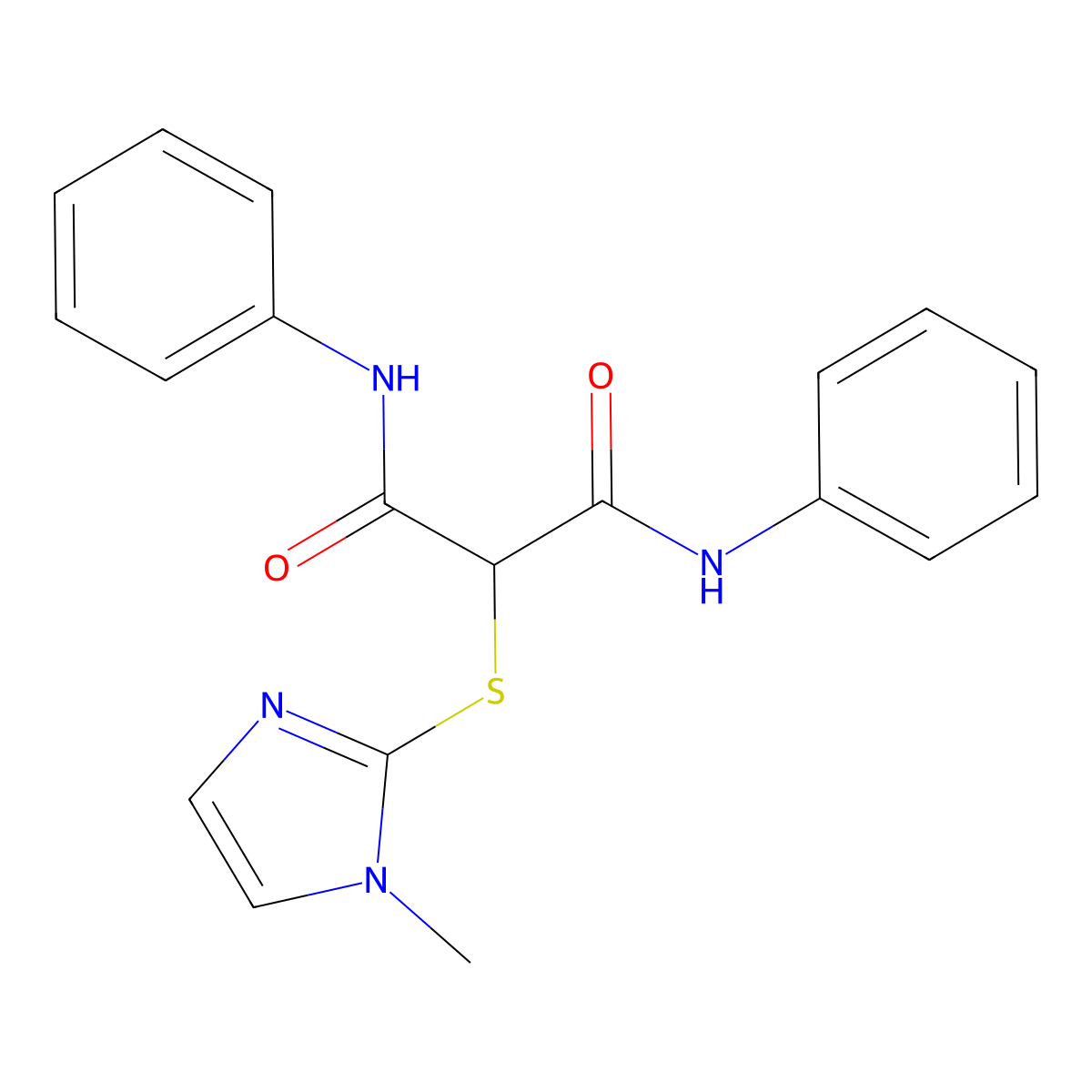 2-((1-methyl-1H-imidazol-2-yl)thio)-N1,N3-diphenylmalonamide molecular structure, CAS 709617-15-2