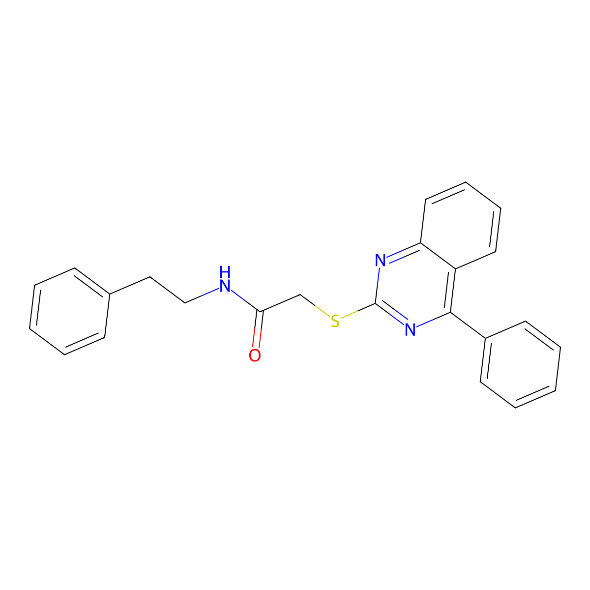 N-(2-phenylethyl)-2-[(4-phenylquinazolin-2-yl)sulfanyl]acetamide molecular structure, CAS 709617-46-9