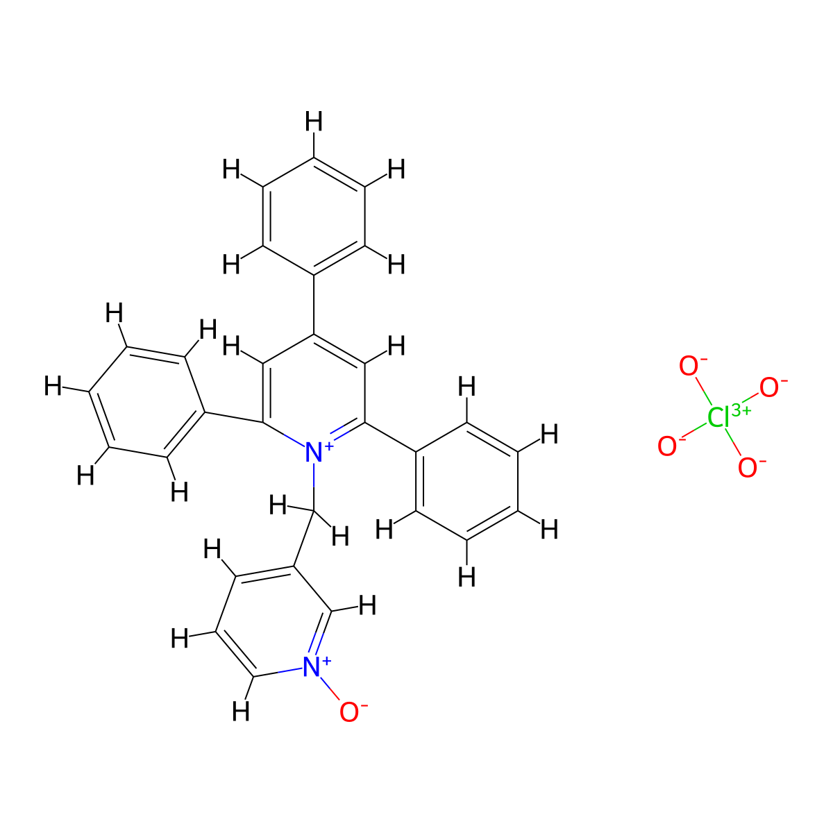 3-[(2,4,6-Triphenylpyridin-1-ium-1-yl)methyl]pyridin-1-ium-1-olate perchlorate molecular structure, CAS 70962-45-7