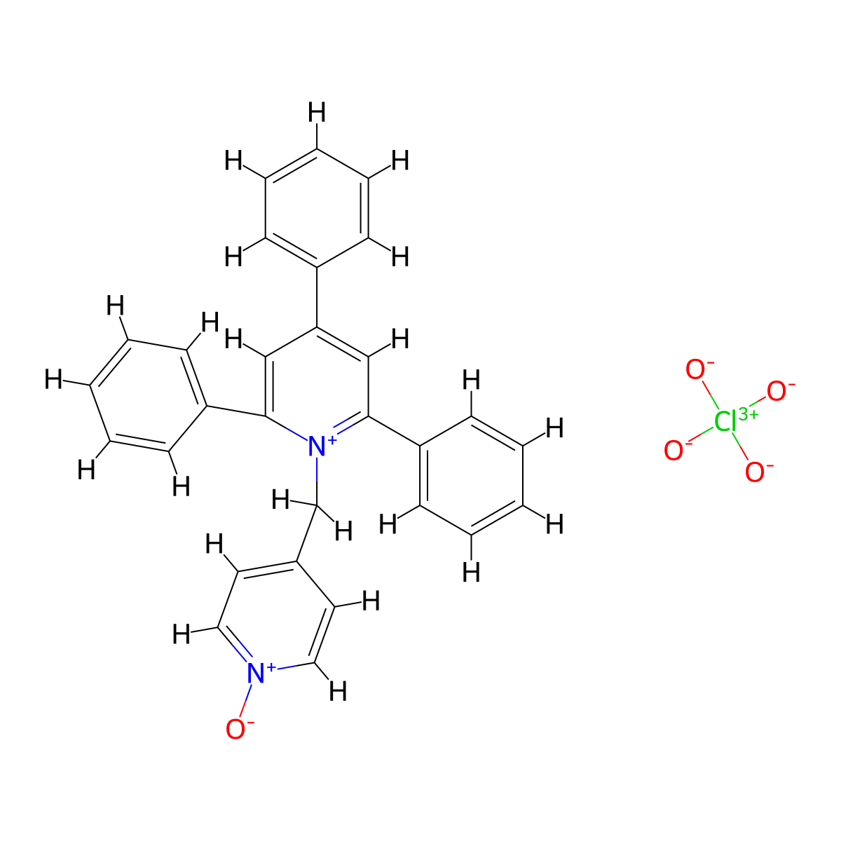 4-[(2,4,6-Triphenylpyridin-1-ium-1-yl)methyl]pyridin-1-ium-1-olate perchlorate molecular structure, CAS 70962-48-0