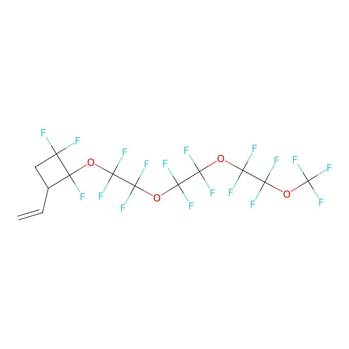 3-Ethenyl-1,1,2-trifluoro-2-(1,1,2,2-tetrafluoro-2-{1,1,2,2-tetrafluoro-2-[1,1,2,2-tetrafluoro-2-(trifluoromethoxy)ethoxy]ethoxy}ethoxy)cyclobutane molecular structure, CAS 709620-35-9