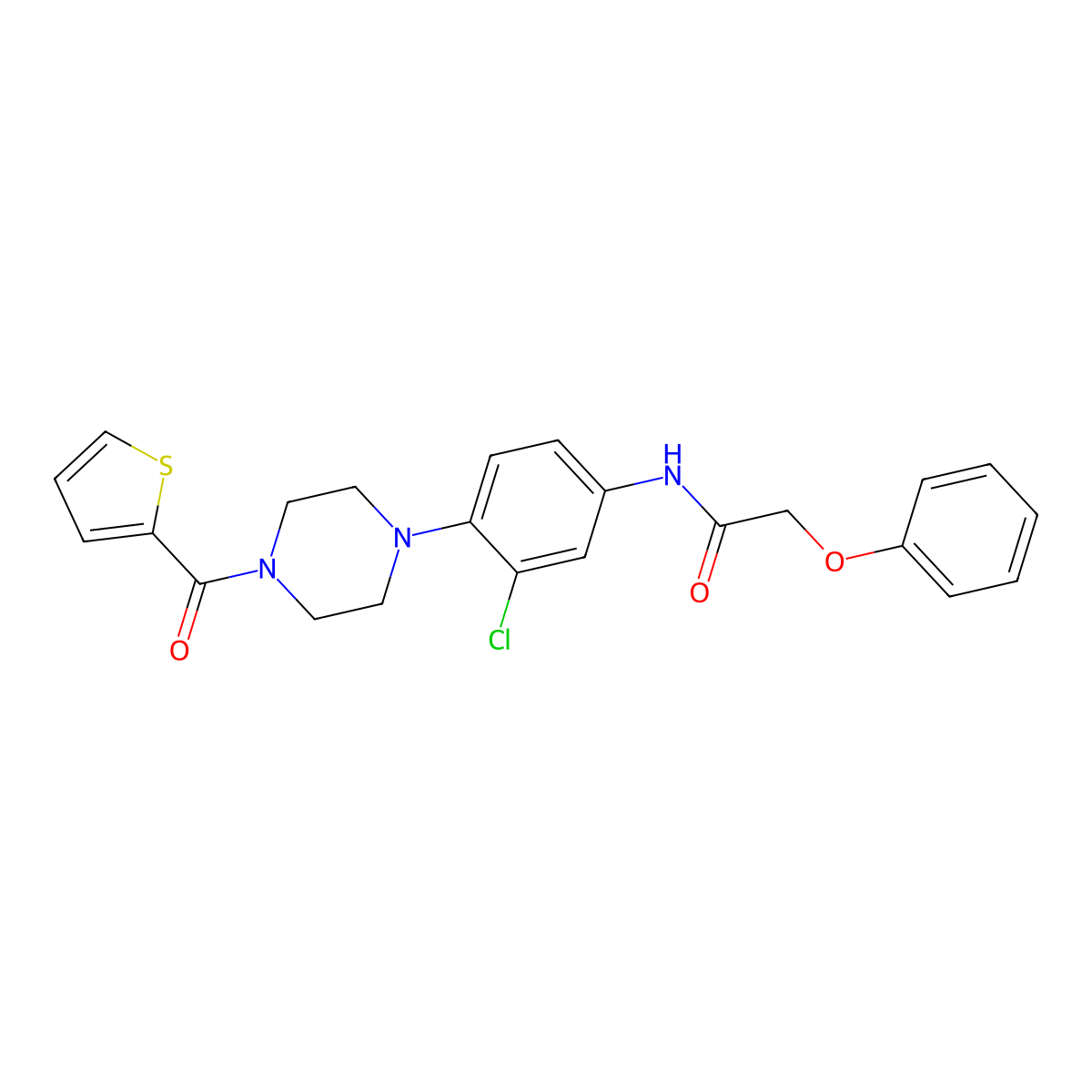 N-[3-chloro-4-[4-(thiophene-2-carbonyl)piperazin-1-yl]phenyl]-2-phenoxyacetamide molecular structure, CAS 709621-32-9