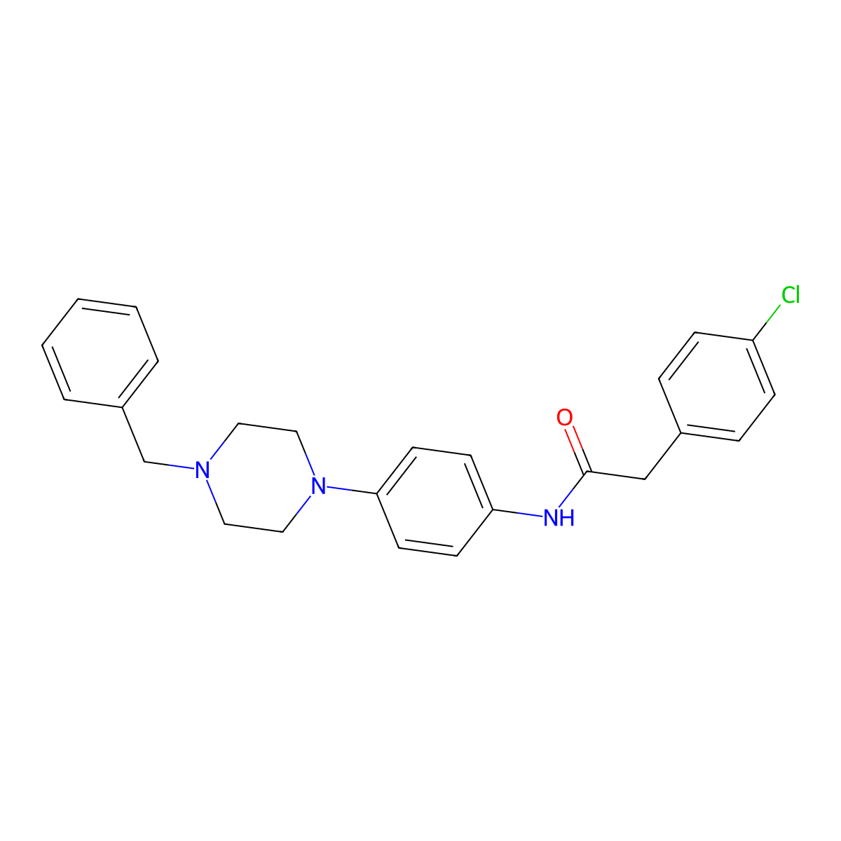 N-[4-(4-benzylpiperazin-1-yl)phenyl]-2-(4-chlorophenyl)acetamide molecular structure, CAS 709624-03-3