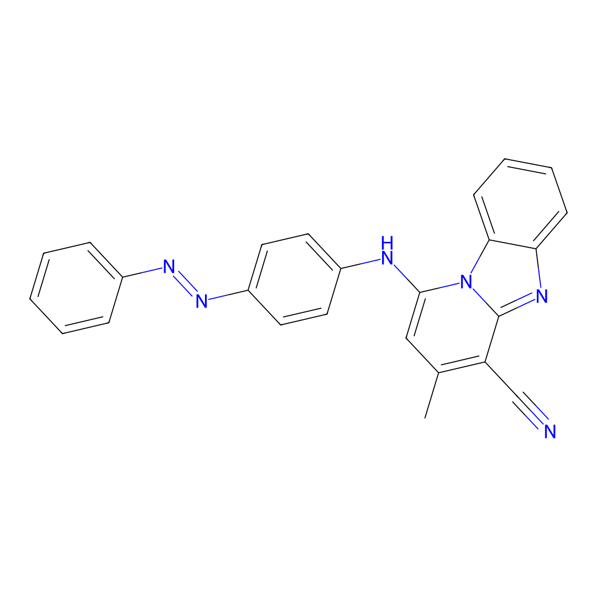 Pyrido[1,2-a]benzimidazole-4-carbonitrile, 3-methyl-1-[[4-(2-phenyldiazenyl)phenyl]amino]- molecular structure, CAS 709624-46-4
