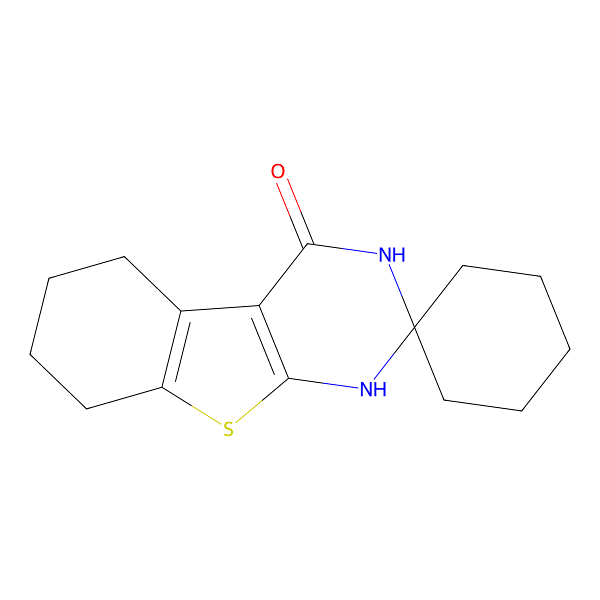5,6,7,8-tetrahydro-1H-spiro[1-benzothieno[2,3-d]pyrimidine-2,1'-cyclohexan]-4(3H)-one molecular structure, CAS 709625-79-6