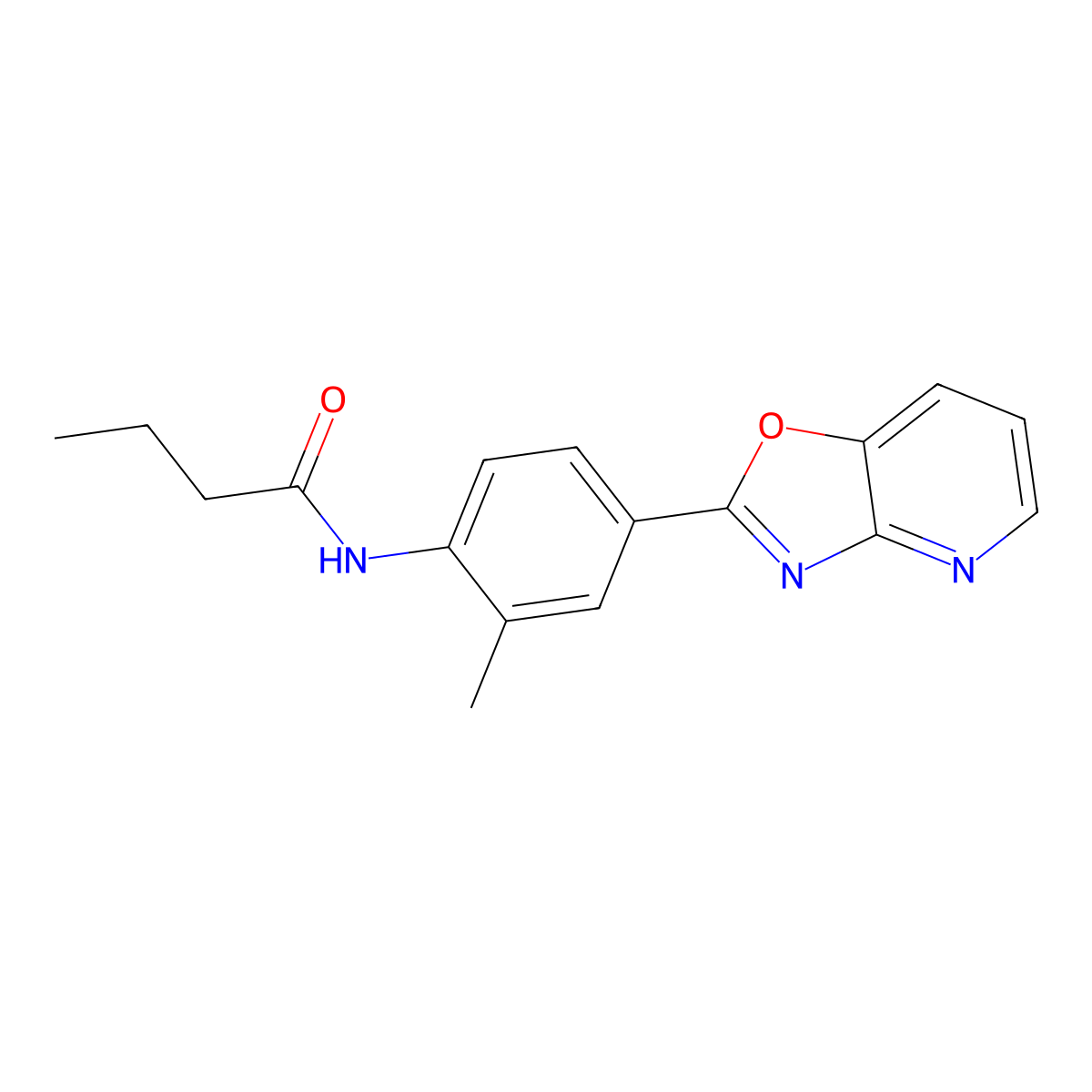 N-[2-methyl-4-([1,3]oxazolo[4,5-b]pyridin-2-yl)phenyl]butanamide molecular structure, CAS 709626-75-5