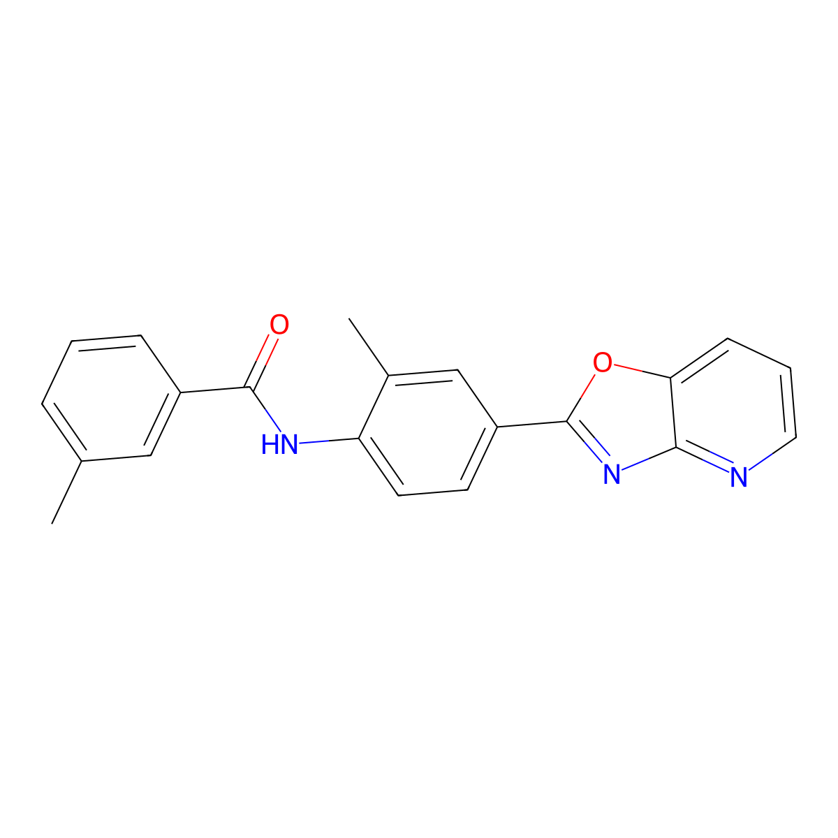 3-methyl-N-[2-methyl-4-([1,3]oxazolo[4,5-b]pyridin-2-yl)phenyl]benzamide molecular structure, CAS 709626-88-0